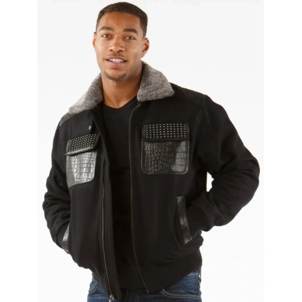 Pelle Pelle Black Wool Fur Collar Jacket | Men Jacket view 2