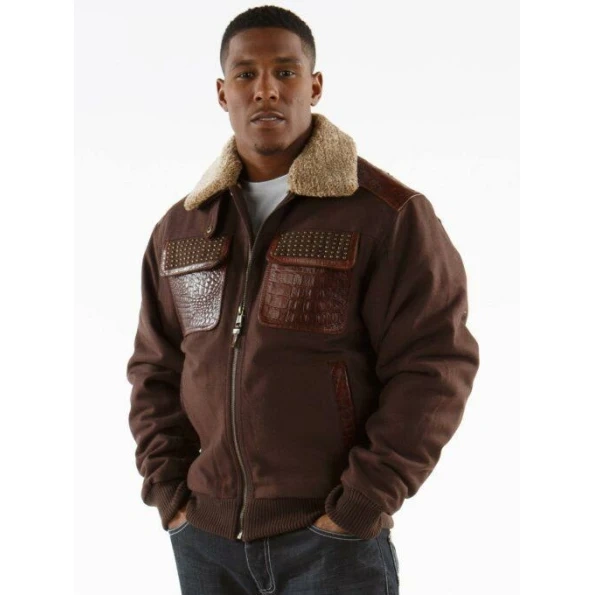 Pelle Pelle Dark Brown Wool Fur Collar Jacket view 2