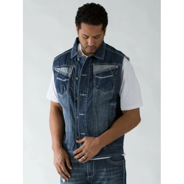 Pelle Pelle Men Sleeveless Blue Denim Jacket view 2