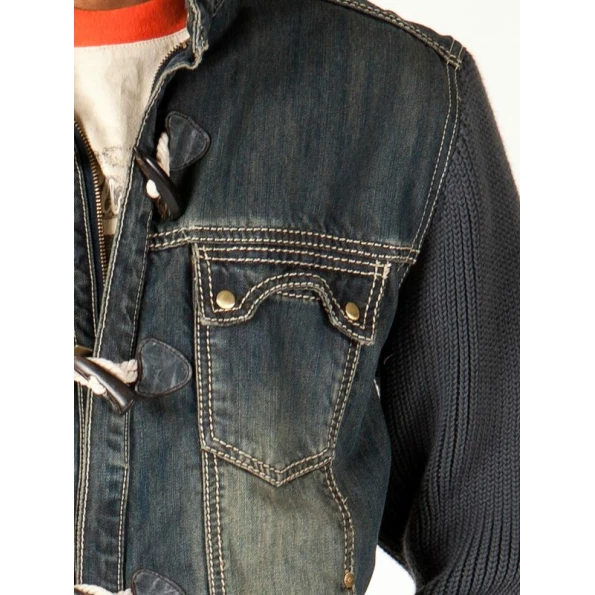 Pelle Pelle Men Blue Wool Denim Jacket view 3