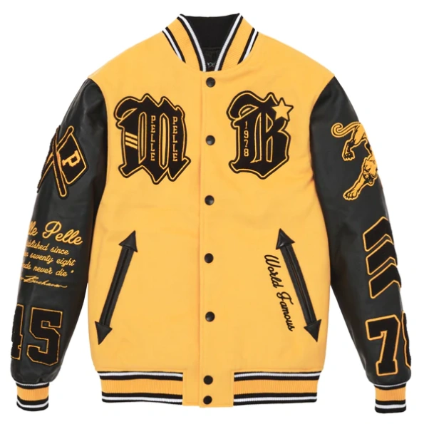 Pelle Pelle Yellow And Black Letterman Jacket view 2