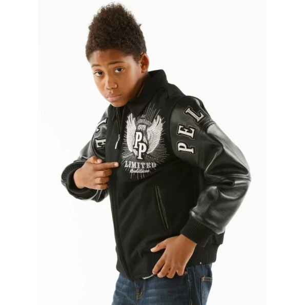 Pelle Pelle Kids Black Wool Leather Jacket | Limited Edition view 2