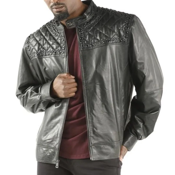 Pelle Pelle Men Studded Quilted Leather Jacket view 2