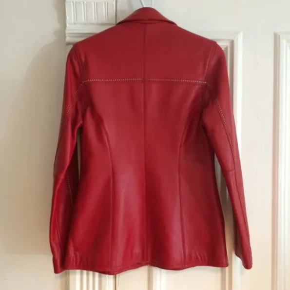 Pelle Pelle Women Red Leather Long Coat view 2