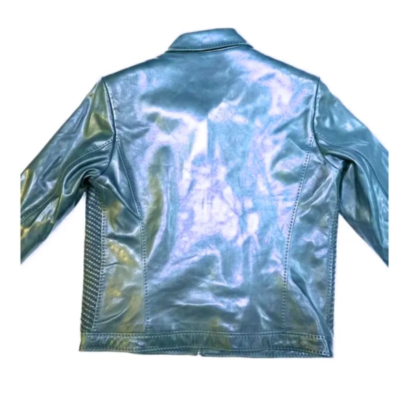Pelle Pelle Shiny Blue Weaved Leather Jacket view 2