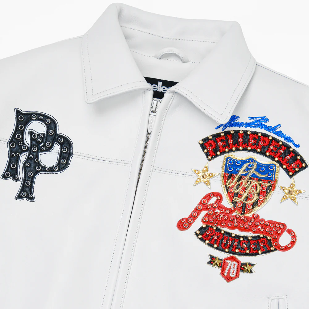 Pelle Pelle White American Bruiser Plush Womens Crop Jacket view 4