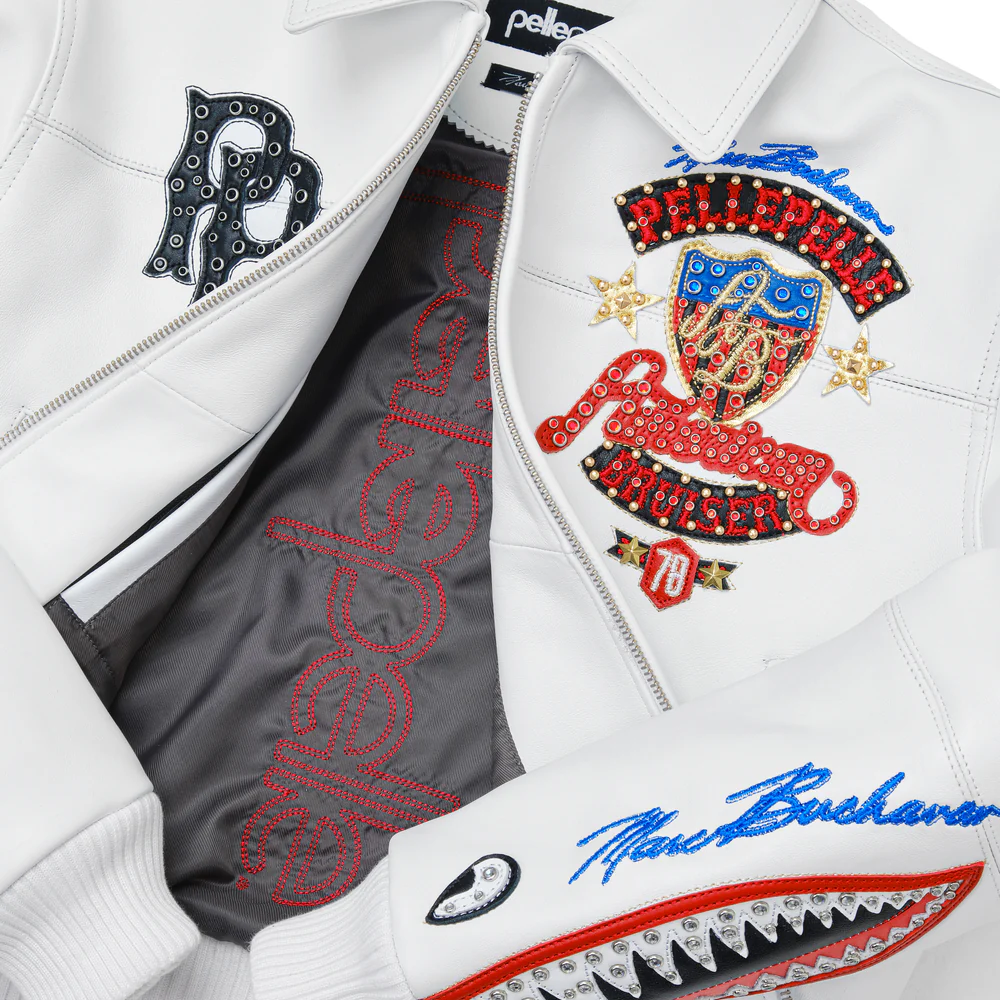 Pelle Pelle White American Bruiser Plush Womens Crop Jacket view 3