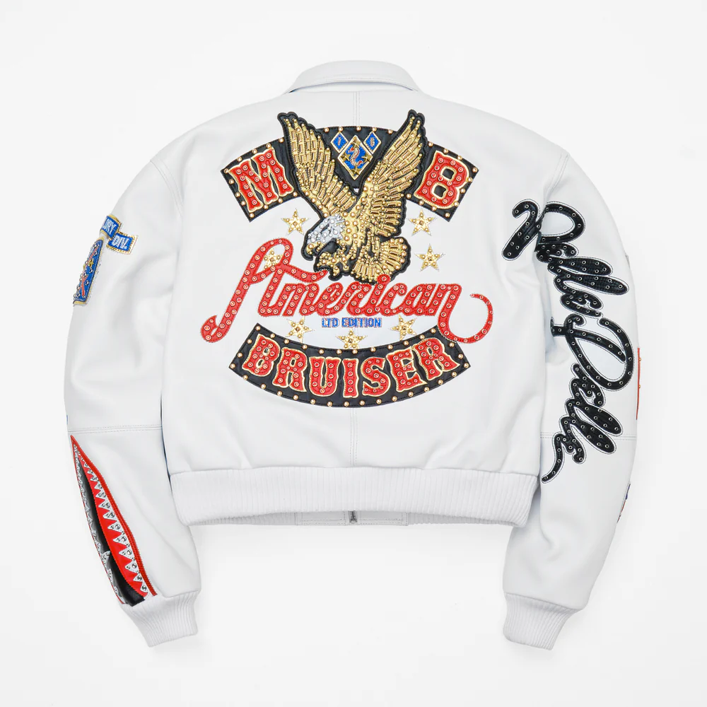 Pelle Pelle White American Bruiser Plush Womens Crop Jacket view 2