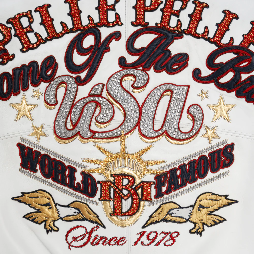 Pelle Pelle Stars and Stripes White Leather Jacket view 5