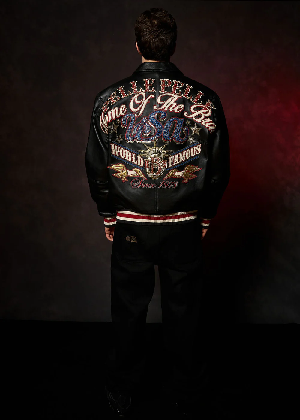 Pelle Pelle Stars and Stripes Black Leather Jacket view 10